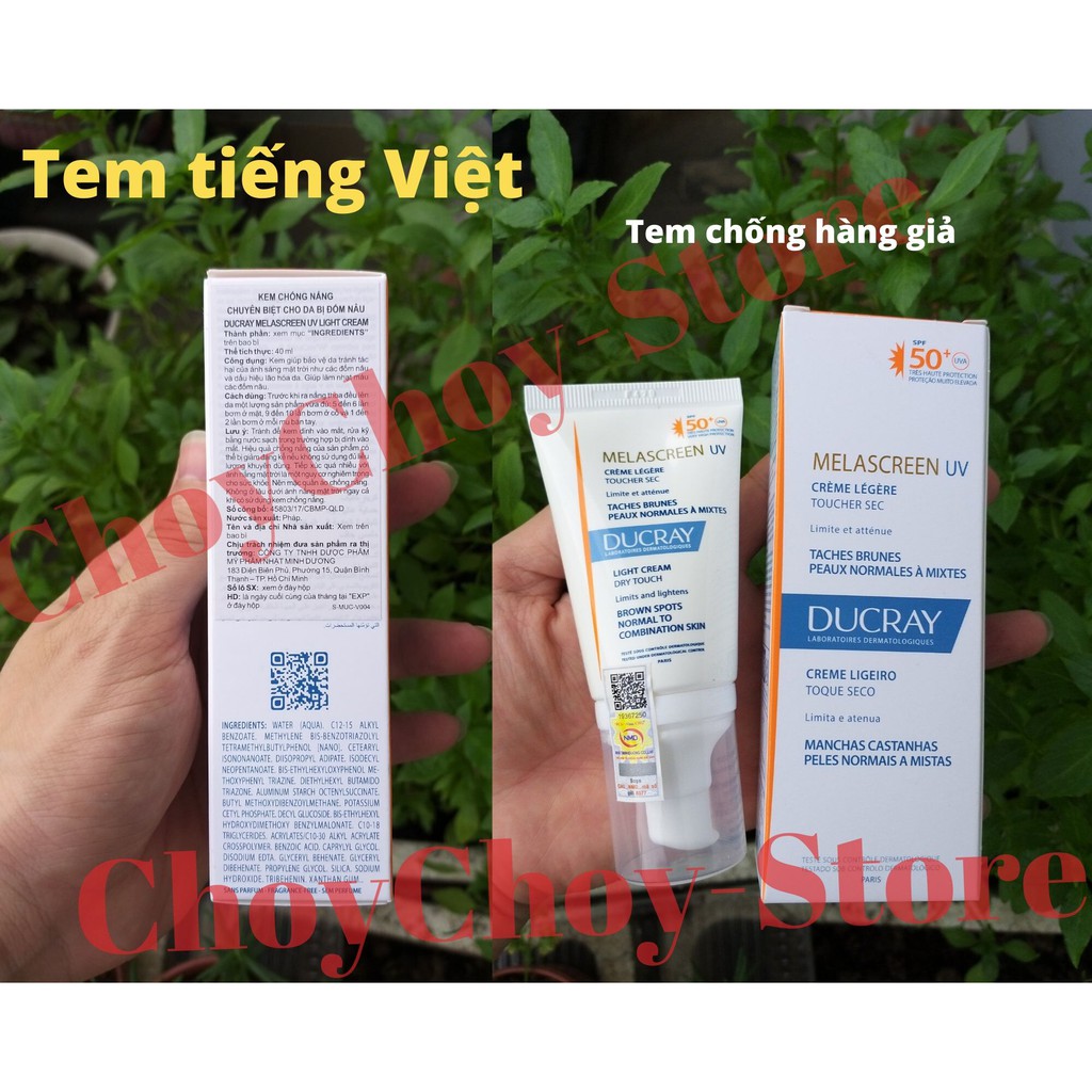 [CHÍNH HÃNG CÓ TEM] DUCRAY Melascreen UV Light Cream SPF50 40 mL - Kem chống nắng dành cho da dầu hỗn hợp ngừa lão hóa