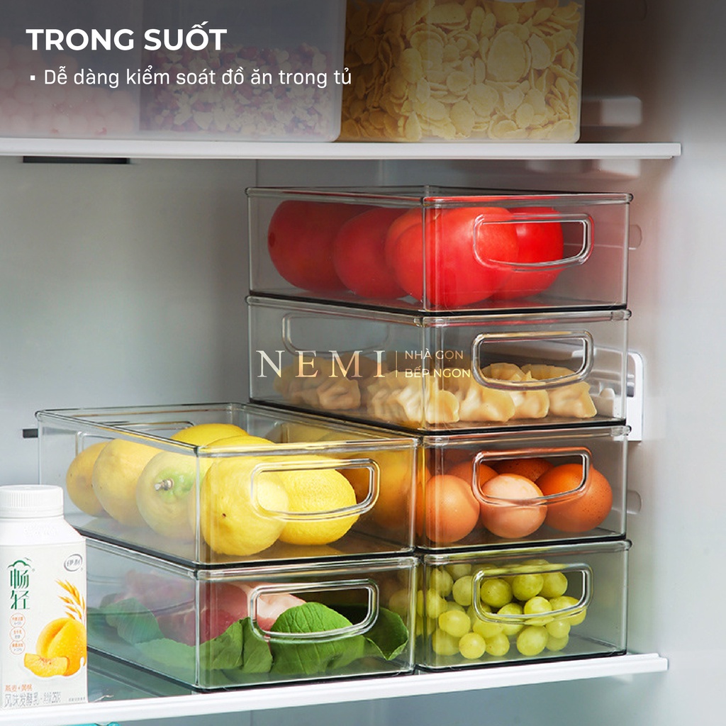 Hộp Nhựa Trong Suốt Đựng Đồ Tủ Lạnh Thiết Kế To Đựng Rau Củ Quả Dễ Dàng Chất Liệu Nhựa Chịu Lực Tốt Giá Tốt Có Tay Cầm