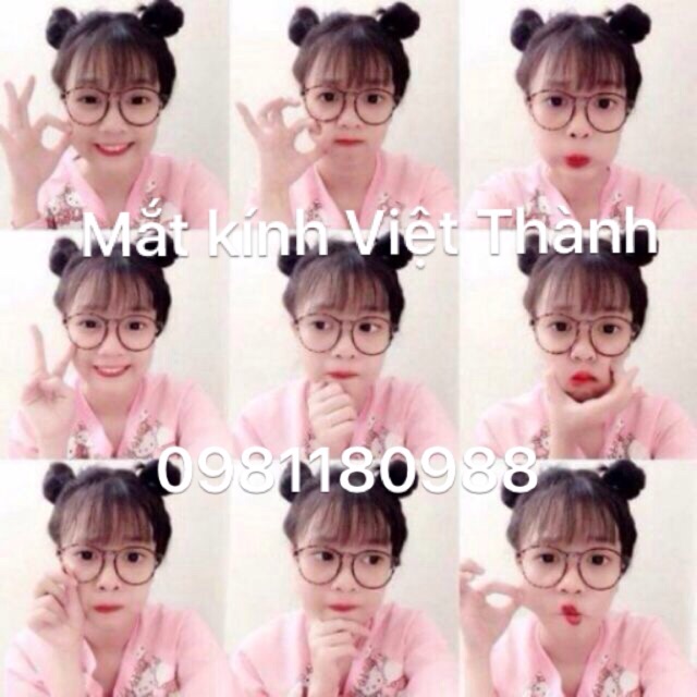 gọng kính mắt mèo tròn thời trang mắt kính teen giả cận không độ MTT1