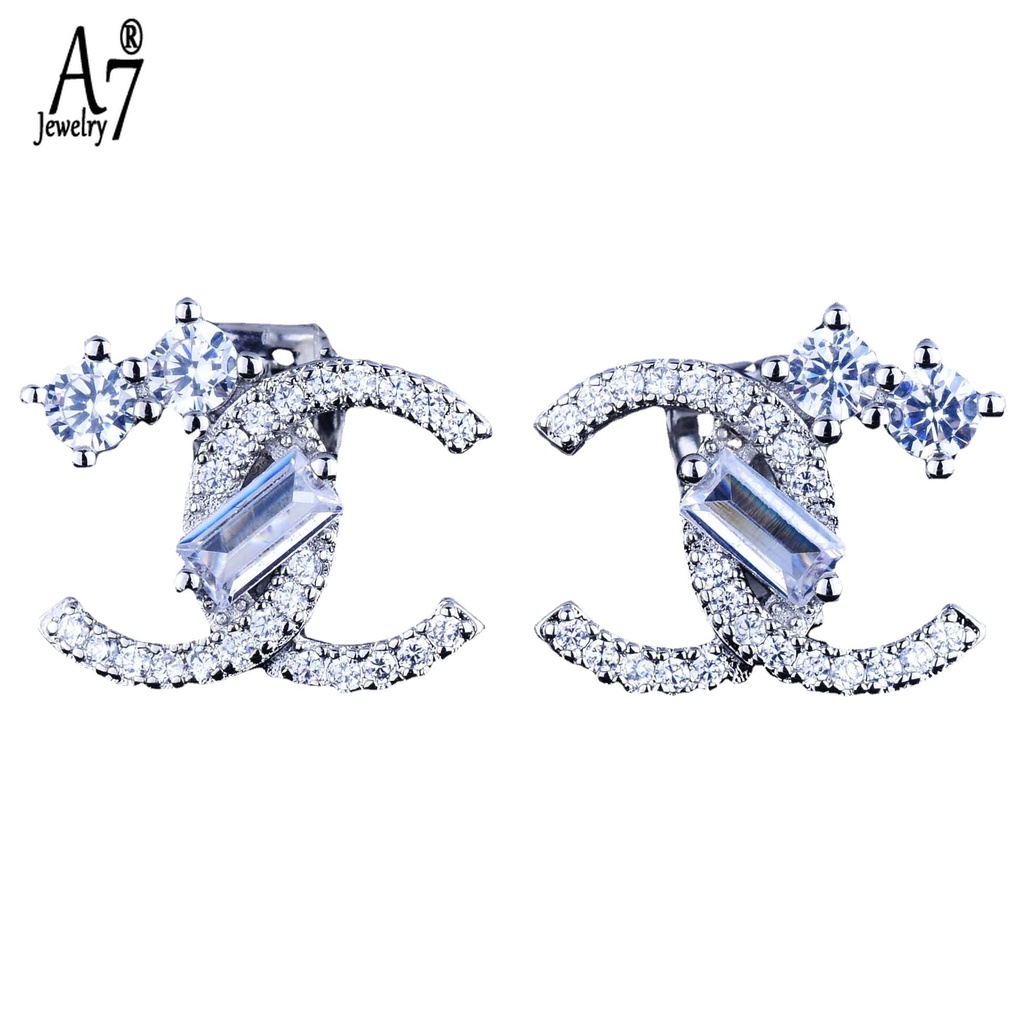 Bông tai bạc 925 hình chữ cái kiểu dáng thời trang