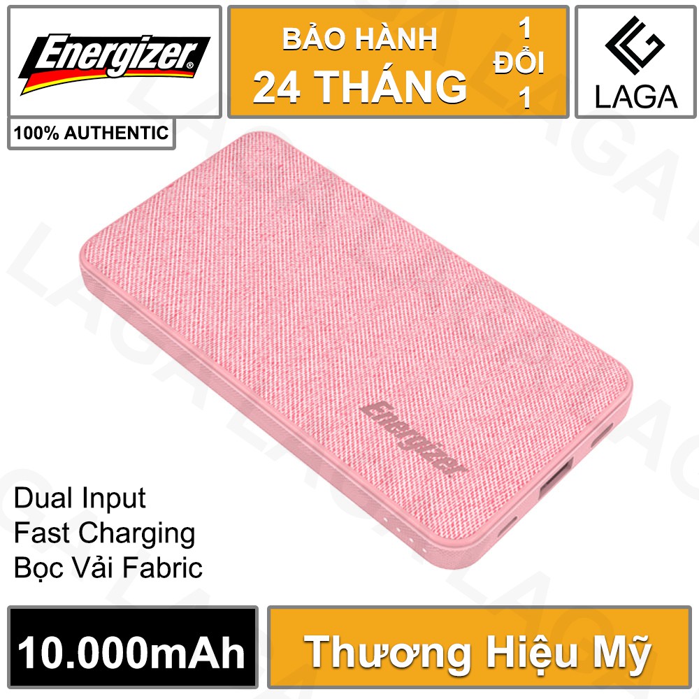 Pin Sạc Dự Phòng Energizer 10000mAh Li-Polymer Bọc Vải Fabric UE10043