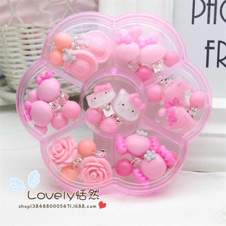 Set 7 Đôi Khuyên Tai Dáng Dài Đính Đá / Ngọc Trai Giả Dễ Thương Cho Bé Gái