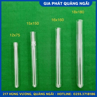 Ống nghiệm thuỷ tinh nhiều kích thước 15x150, 16x160, 18x180, 20x200 dùng trong thí nghiệm xét nghiệm