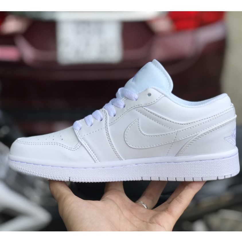 Giày Jordan 1 Low Triple White Trắng Cao Cấp Fullbox, Giày thể thao jordan 1 cổ thấp trắng full da nhăn, dày dặn êm chân