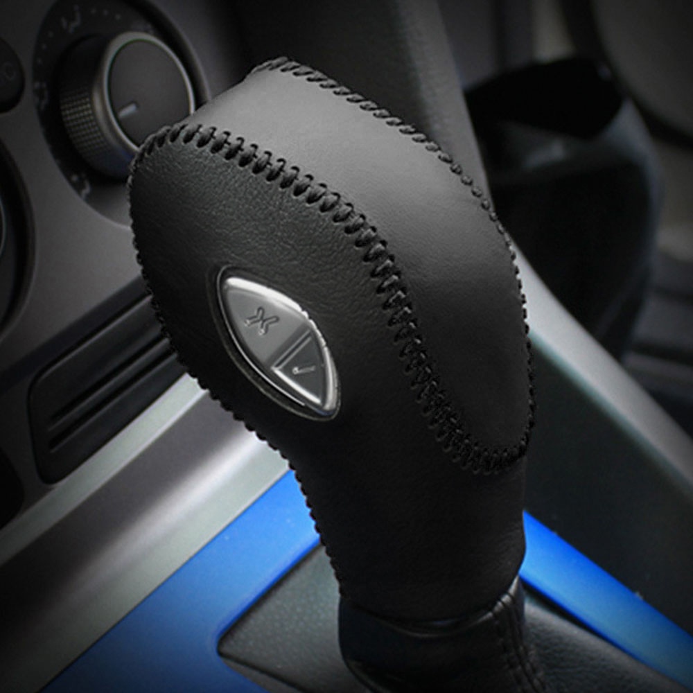 Vỏ Bọc Cần Số Xe Hơi Bằng Da Thật Màu Đen / Đỏ Stitches Dành Cho Ford Ecosport Fiesta Focus AT