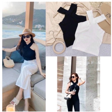 Hàng Đẹp) Áo Thun Body 2 Dây Phối Chéo,áo bra dáng Croptop tăm dãn,#Áo phông nữ cá tính