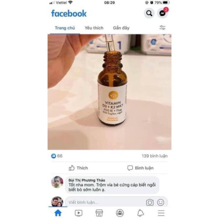 Vitamin D3 K2 Mk7 Sunday Natural 20ml Đức