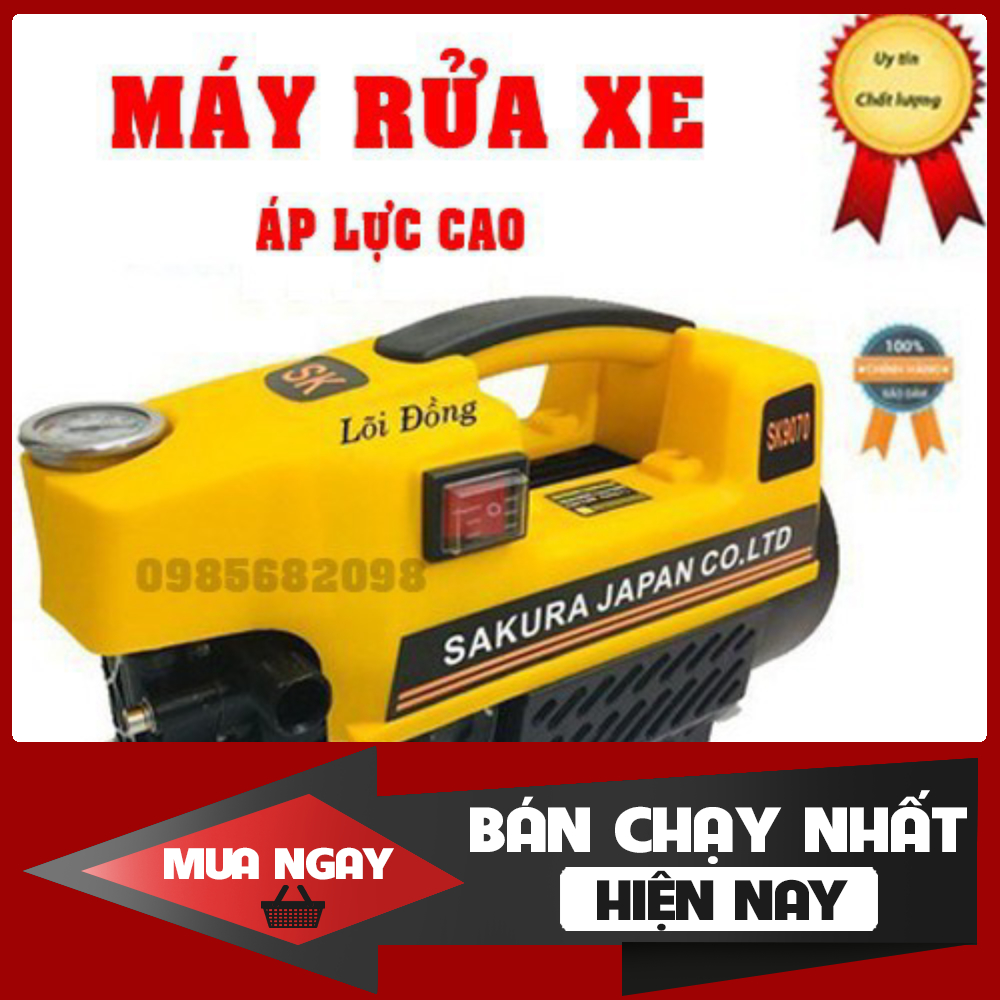 Máy rửa xe sakura áp lực cao công nghệ nhật bản 2021 Máy rửa xe  SAKURA Nhật Bản 2500W - Dây áp lực 15m