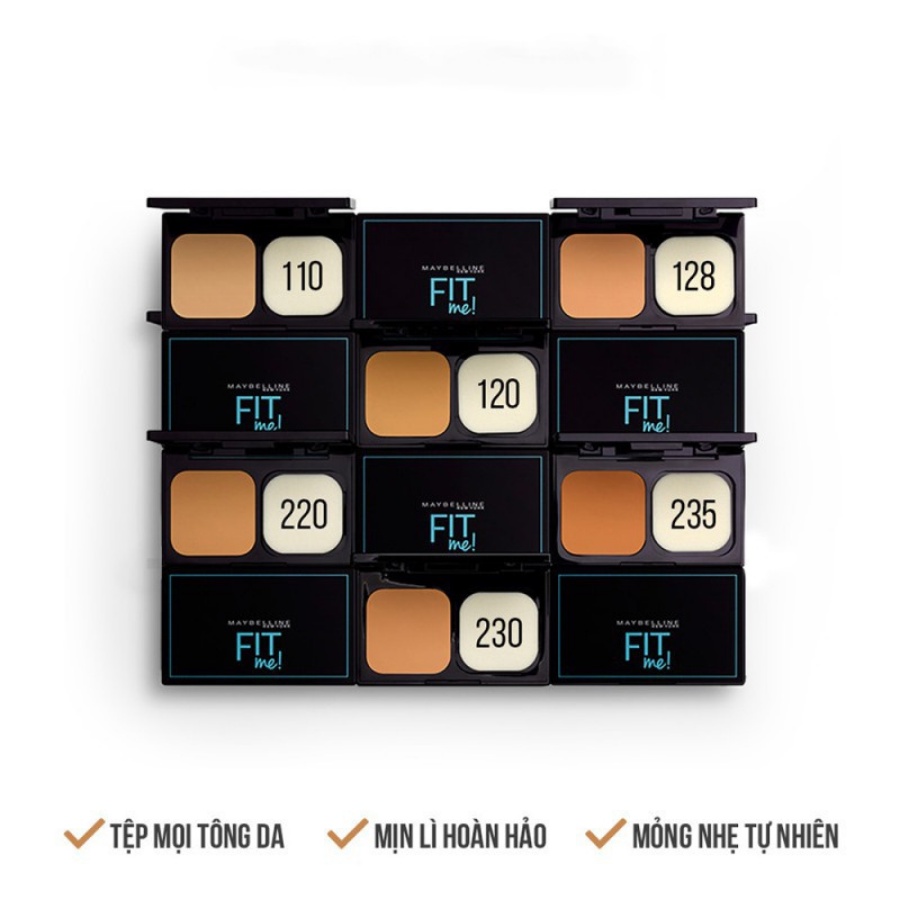 Phấn Nền Kiềm Dầu Chống Nắng SPF 32 PA+++ Fit Me Skin Fit Powder Foundation 128 Warm Nude Maybelline New York 9Gr