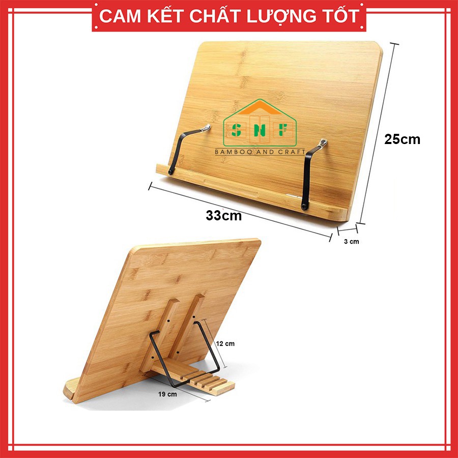 Giá Đỡ Đọc Sách Gỗ Để Bàn Thông Minh Đa Năng Chống Mỏi Mắt Tập Trung Học Tập - SNF Bamboo and Craft