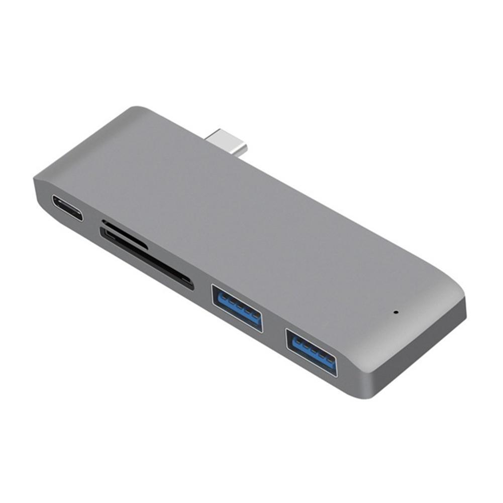 Bộ Hub Chia Cổng Usb C 5 Trong 1 + 2 Cổng Usb 3.0 + Đầu Đọc Thẻ Nhớ Sd / Micro Sd Cho Macbook Pro