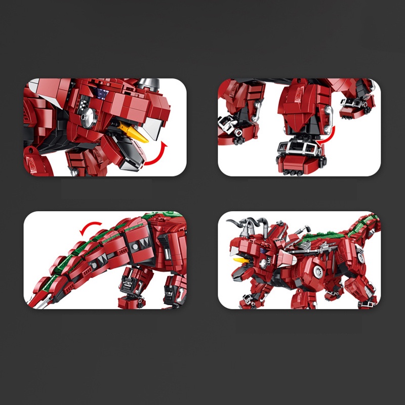 Đồ chơi Lắp ráp Khủng long máy Tam giác long, Panlos 611012 Triceratop Dinosaur, Xếp hình thông minh