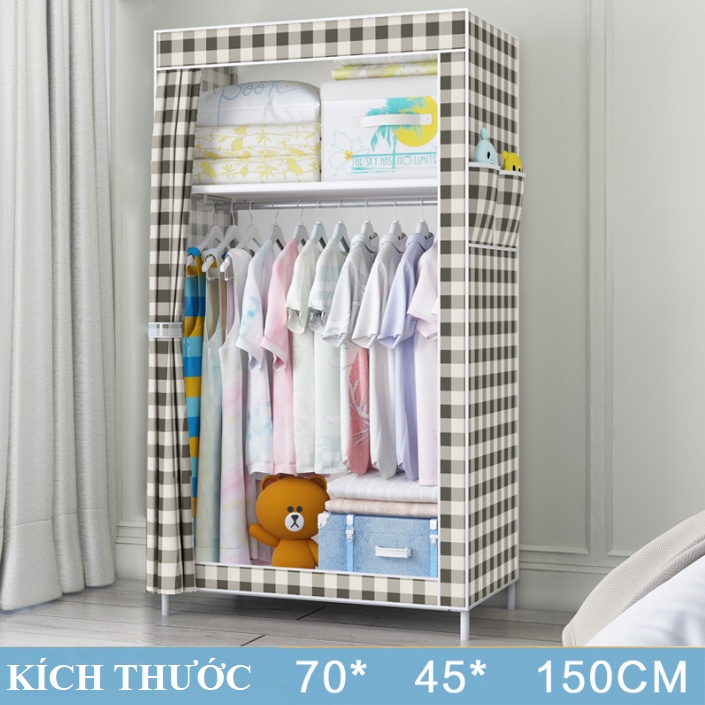 Tủ vải 3D 1 buồng 2 ngăn khung ninox cao cấp