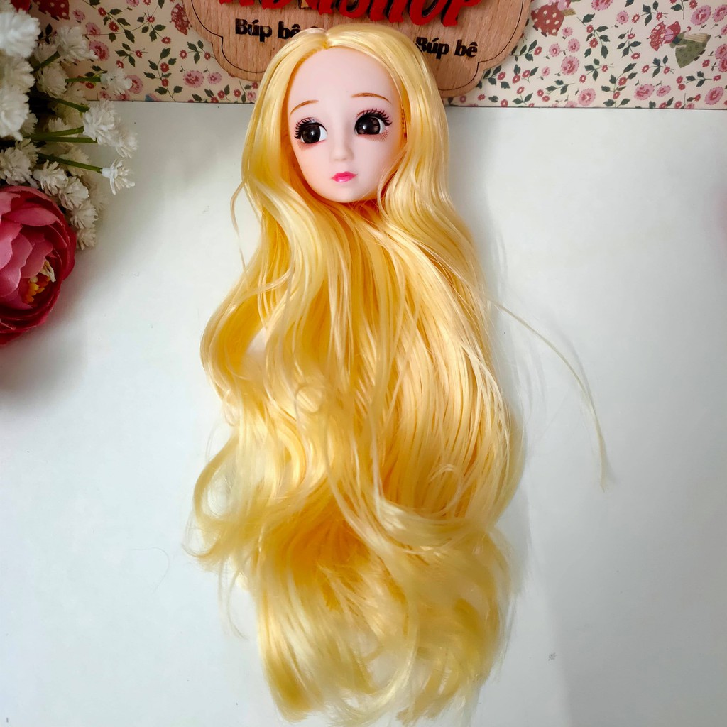 Đầu búp bê Loli 30cm tóc dài mắt long lanh