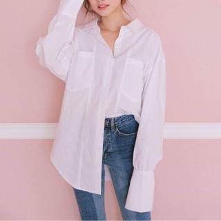 Sơmi boyfriend basic trắng