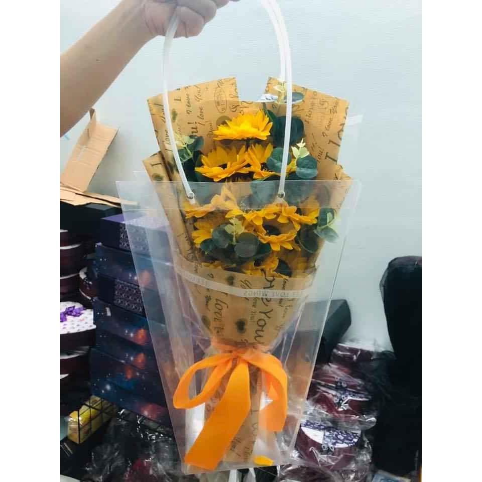 [FREESHIP XTRA] Hoa Sáp Quà Tặng - Bó Hoa Hướng Dương kèm giỏ sang trọng