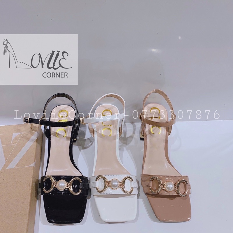 SANDAL CAO GÓT LOVIIECORNER- GIÀY QUAI NGANG GÓT VUÔNG NỮ 5P G210529