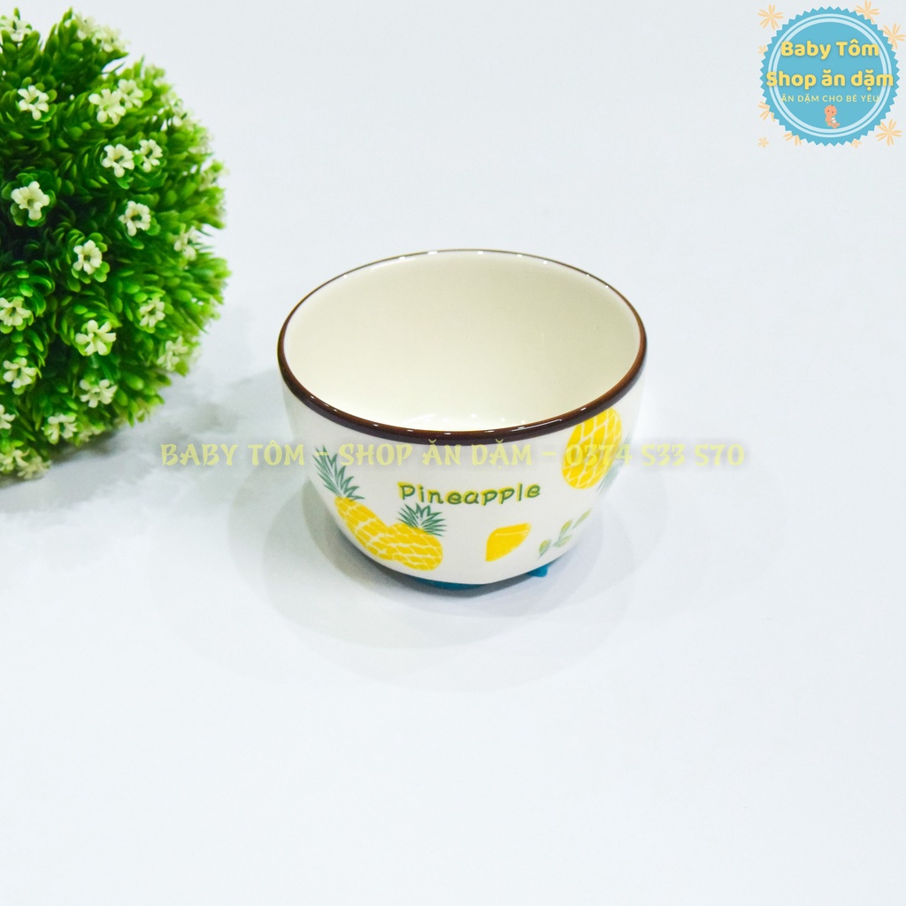 Bát ăn dặm, bát cơm họa tiết hoa cúc, quả nhiệt đới cho bé yêu, NPP Baby Tôm