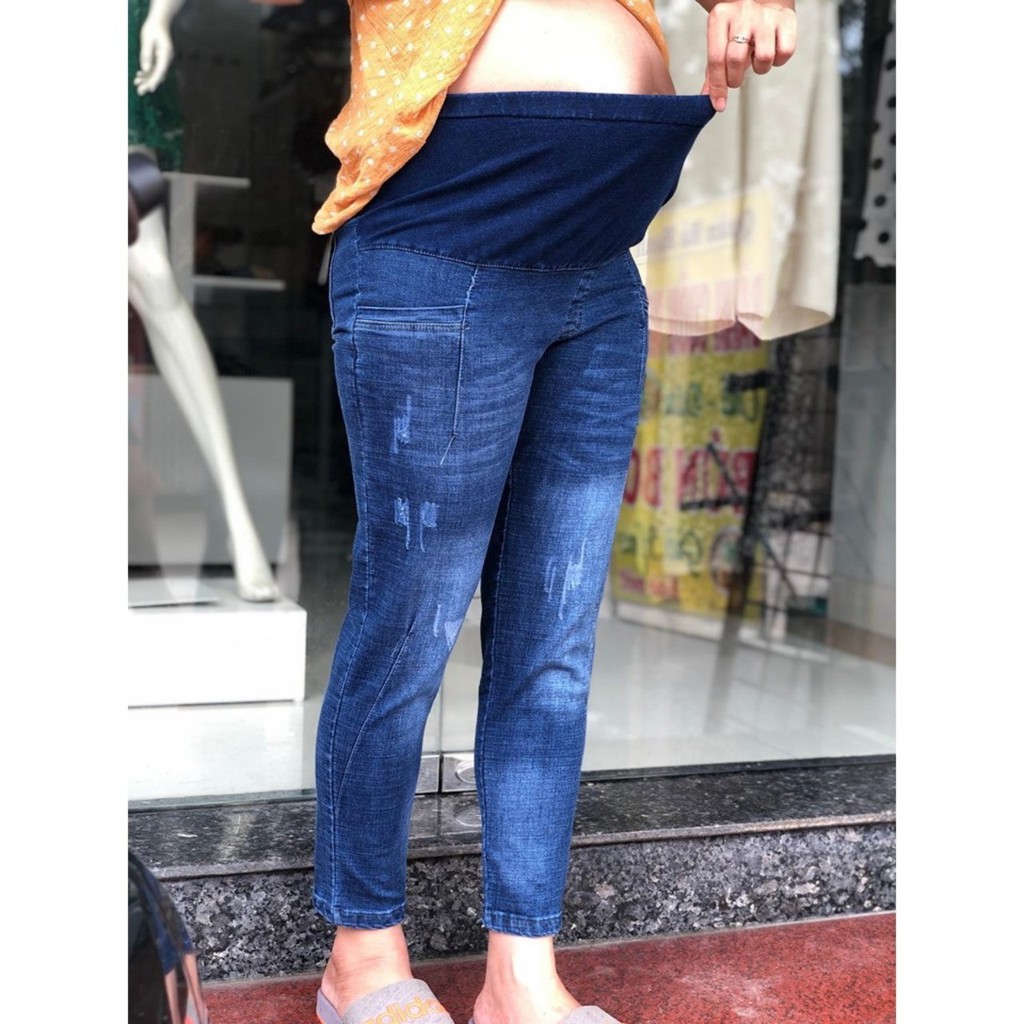 Quần bầu BAGGY BÒ cực kỳ dễ mặc,quần jean bầu thoải mái và trẻ trung,lên form cực xinh