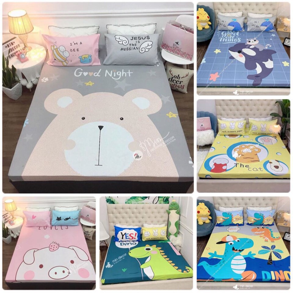 Drap + 2 Gối  FREESHIP  NHẬP MÃ GIẢM GIÁ [DRAP GIUONG]  Bộ Ga + 2 Gối Chất Liệu Cotton 100% - Mịn Decor