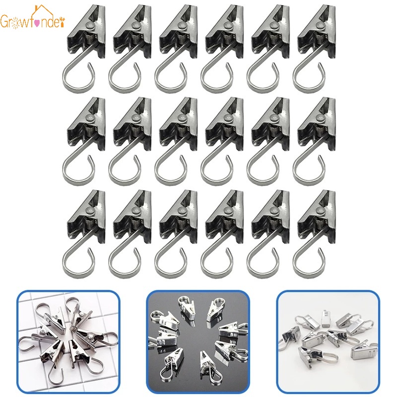 Set 10 Móc Treo Rèm Nhà Tắm Bằng Thép Không Gỉ Có Kẹp Gắn Tiện Lợi