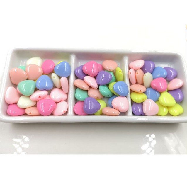 50 Hạt Xỏ Lỗ Làm Trang Sức Hình Trái Tim Nhiều Màu Sắc 12x11mm