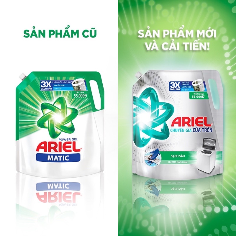 Nước giặt ariel cho máy giặt cửa trên 3,5kg Hương Nắng Mai