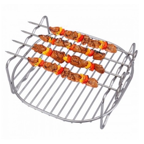 Vỉ nướng inox 304 BBQ 2 tầng kèm que xiên thịt cao cấp