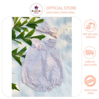 Bộ body cổ bèo kèm turban Romper cho bé gái họa tiết hoa nhí siêu xinh