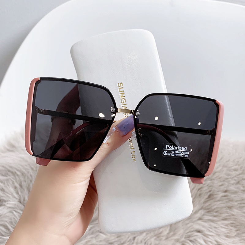 Kính Mát Phân Cực Chống Tia UV Không Gọng Vuông Chất Lượng Cao Mẫu Mới Dành Cho Nữ