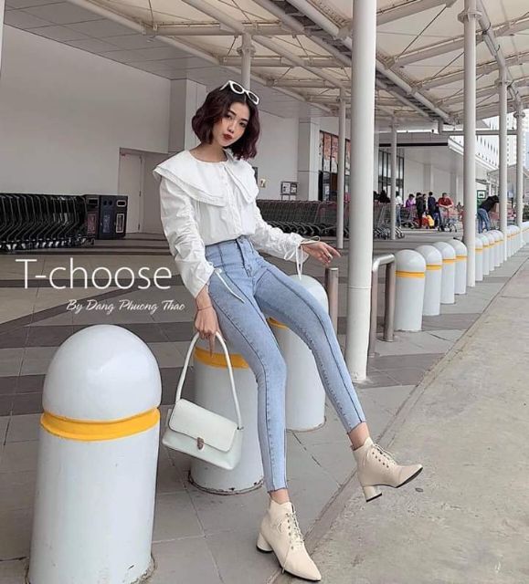 [ Freeship 50k ] Quần jeans gân 2 cúc dãn_397