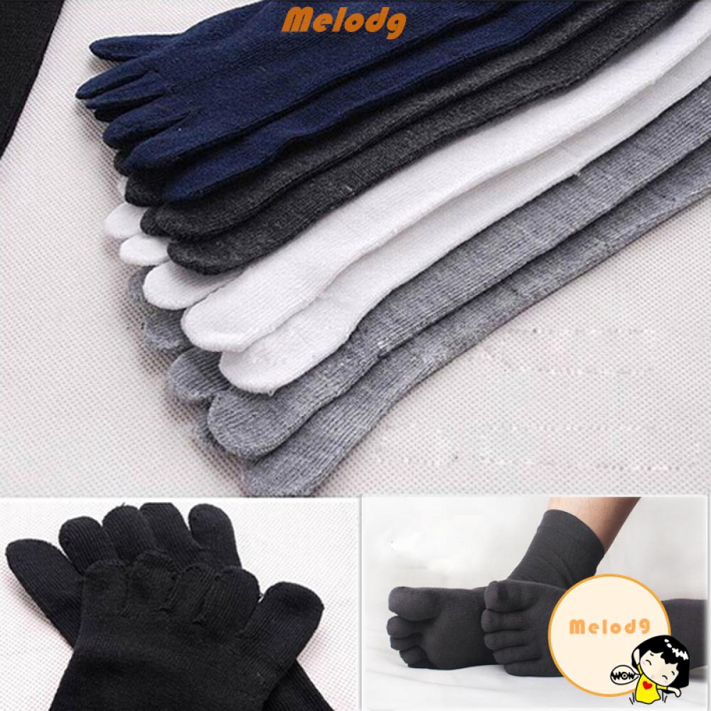 Vớ cotton cổ cao thiết kế xỏ ngón chân màu trơn đơn giản cho nam và nữ