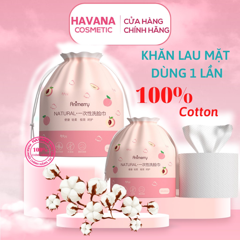 Khăn lau mặt dùng 1 lần lau khô lau ướt , khăn giấy cotton lau mặt khô dùng 1 lần