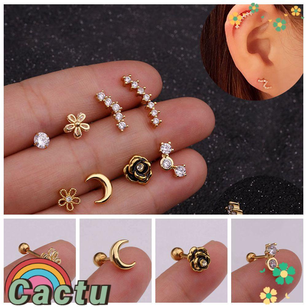 1 Khuyên Xỏ Cơ Thể Thời Trang Cá Tính|Hoa Hồng Hoa Hồng Mặt Trăng Gợn Sóng Helix Tragus Đinh Tán