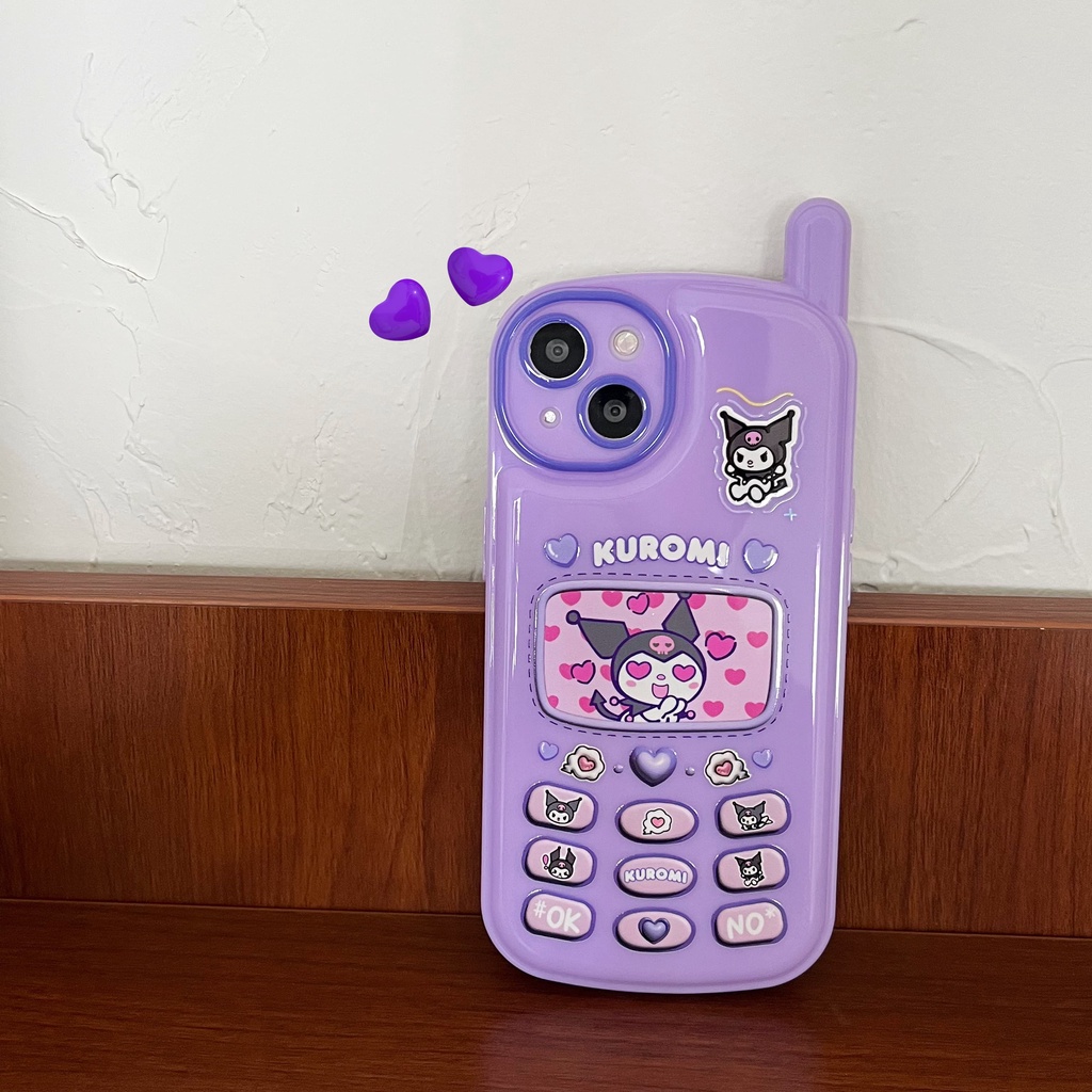 Ốp Điện Thoại Chống Sốc Họa Tiết Kuromi Màu Tím Cho iPhone 14 / 13 / 12 / 11 / X