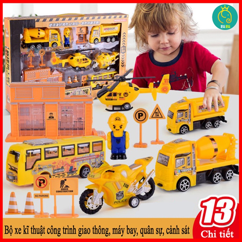 Ô tô đồ chơi, máy bay, xe quân sự trẻ em xe cẩu nhựa ABS an toàn cho bé