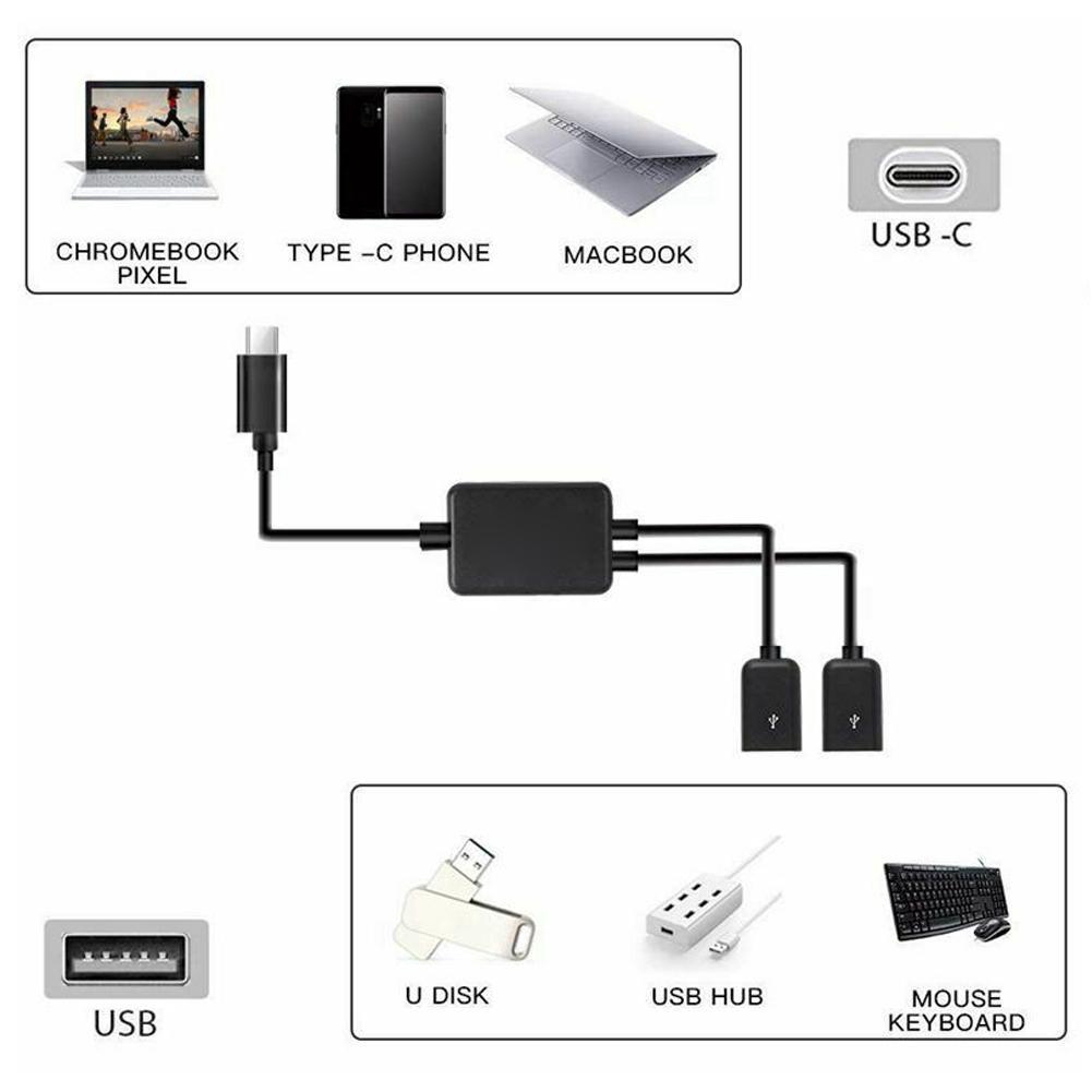 Dây Cáp Chuyển Đổi Usb 3.1 Sang 2 Cổng Usb 2.0 Otg