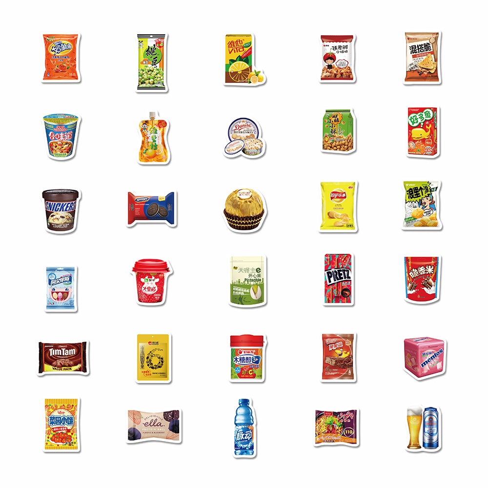 Set 90 miếng dán chống thấm nước họa tiết vui nhộn trang trí vali/ xe đạp/ đàn guitar