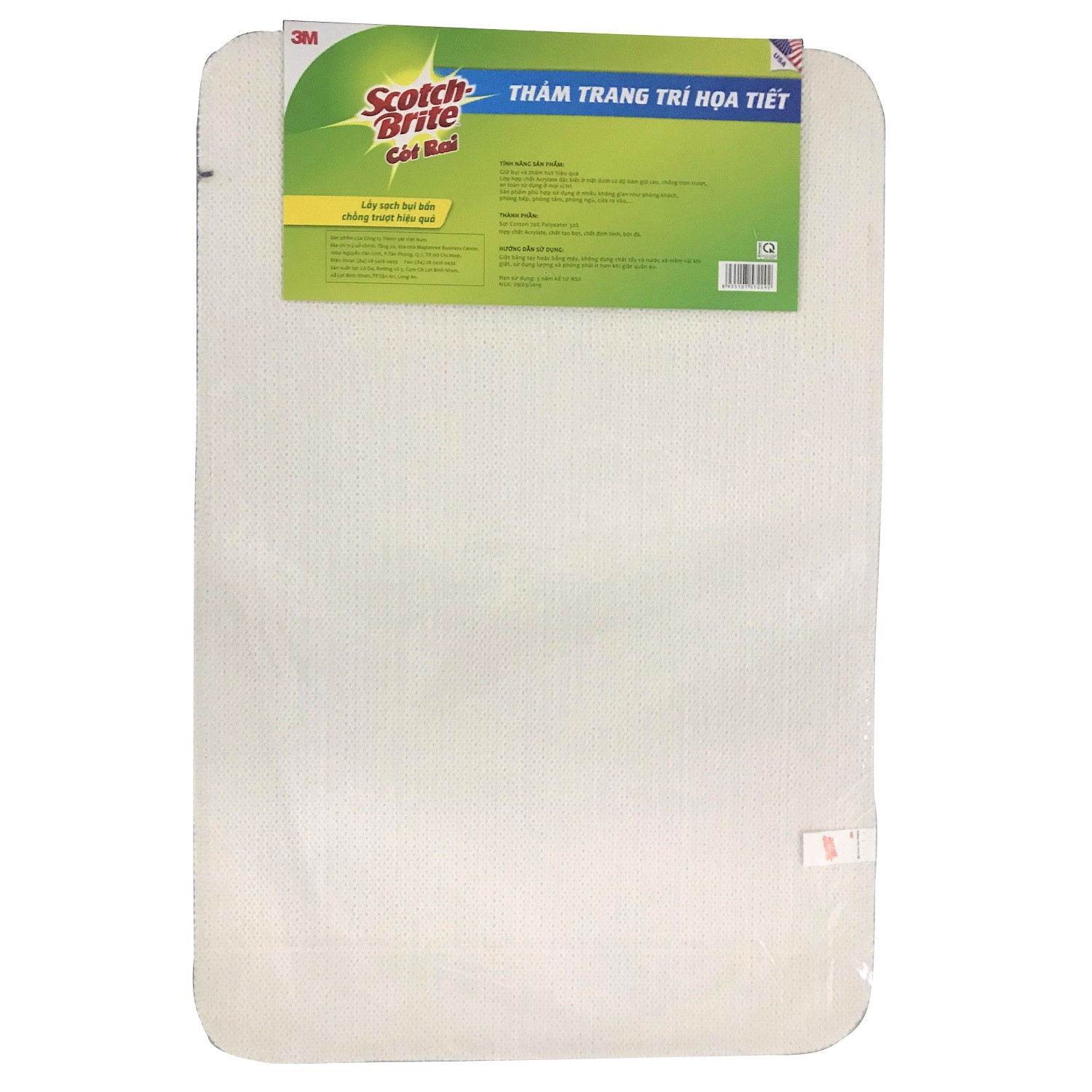 [Mã LIFEA159 - 12% đơn 99K] Thảm trang trí cotton Scotch Brite (Cót rai) 3M 2980 họa tiết đường cong 40x60 cm