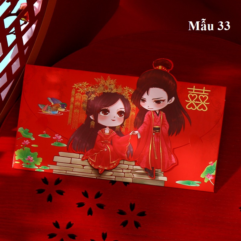 [6 CÁI] BAO LÌ XÌ ĐÁM CƯỚI LOẠI DÀY KIỂU LẠ SIZE LỚN