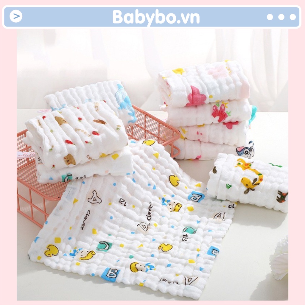 Khăn rửa mặt xô 6 lớp dày dặn mềm mịn họa tiết đáng yêu xuất Nhật cho bé