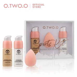 Set kem lót + kem nền dạng lỏng + mút trang điểm O.TWO.O trọng lượng 150g chất lượng cao