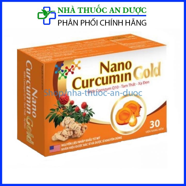 Nano Curcumin Gold - Giúp giảm các triệu chứng viêm loét dạ dày, tá tràng, thượng vị, hang vị (Hộp 30 viên)