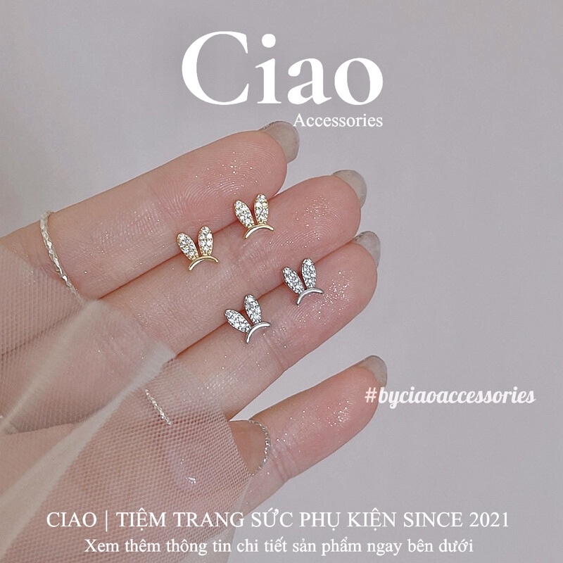 Khuyên tai/ Bông tai mạ bạc S925 thiết kế tinh tế Rabbit Tiny Ciao