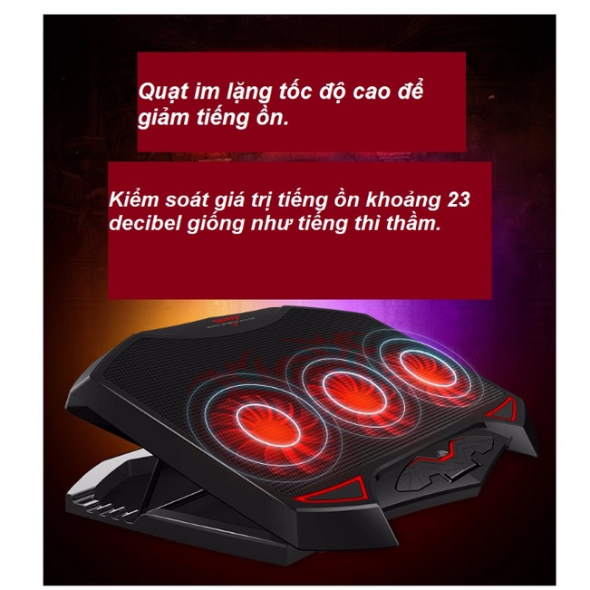 Đế tản nhiệt laptop thương hiệu Nuoxi quạt cực mạnh , chạy cực êm, mát máy