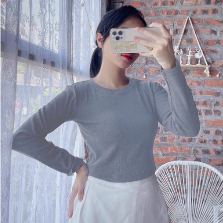 Áo Croptop Body Dài Tay Madela Dáng ôm cổ tròn