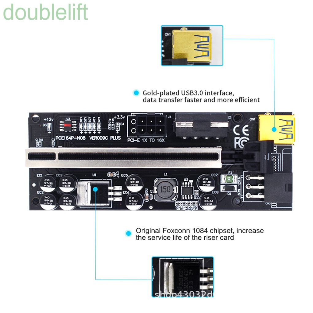 Bảng mạch nâng mở rộng 010Splus có đèn LED PCI-E 1X đến 16X