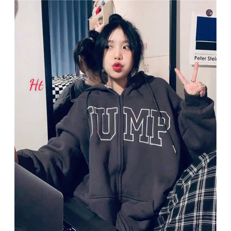 Áo khoác hoodie nữ JU.MP, áo hoodie nữ nỉ cotton