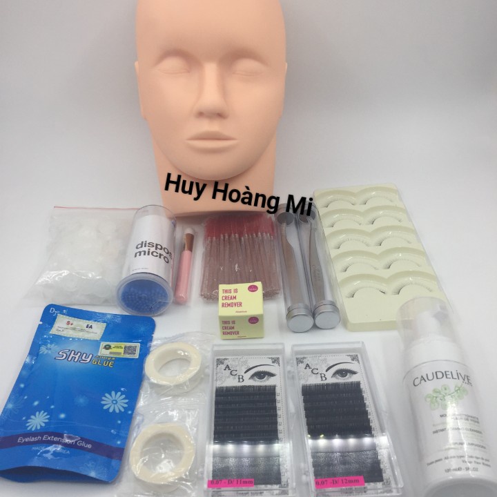 Combo tập nối mi cơ bản 360k_dụng cụ mi_keo nối mi_uốn mi_Huy Hoàng Mi