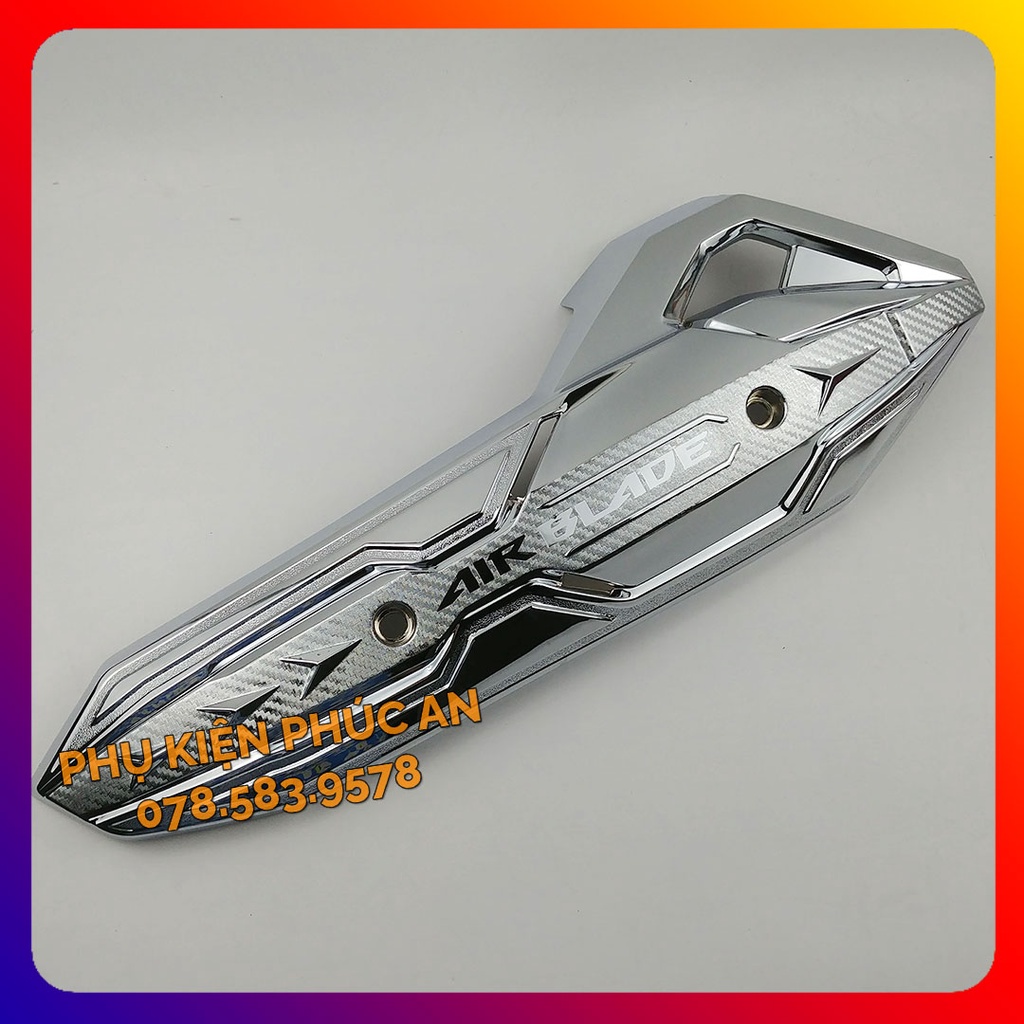 Ốp che ống pô xe Airblade AB năm 2016 2017 2018 2019 - pát bô cách nhiệt ống xả air blade đen nhám xi inox crom carbon